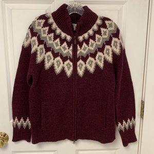 LLBean Fairisle cardigan sweater Sz M